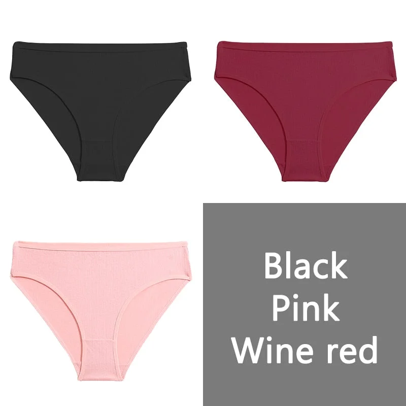 FINETOO S-XL Cotton Panties Women Low-rise Briefs Underpants Ladies Comfortable Underwear Fashion Jacquard Panty Lingerie 3Pcs