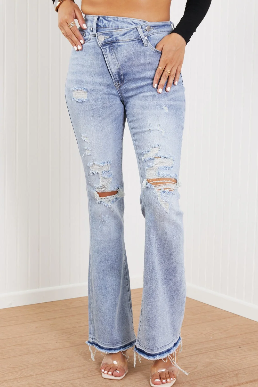 UForever21 RISEN Valerie Full Size Crossover Flared Jeans
