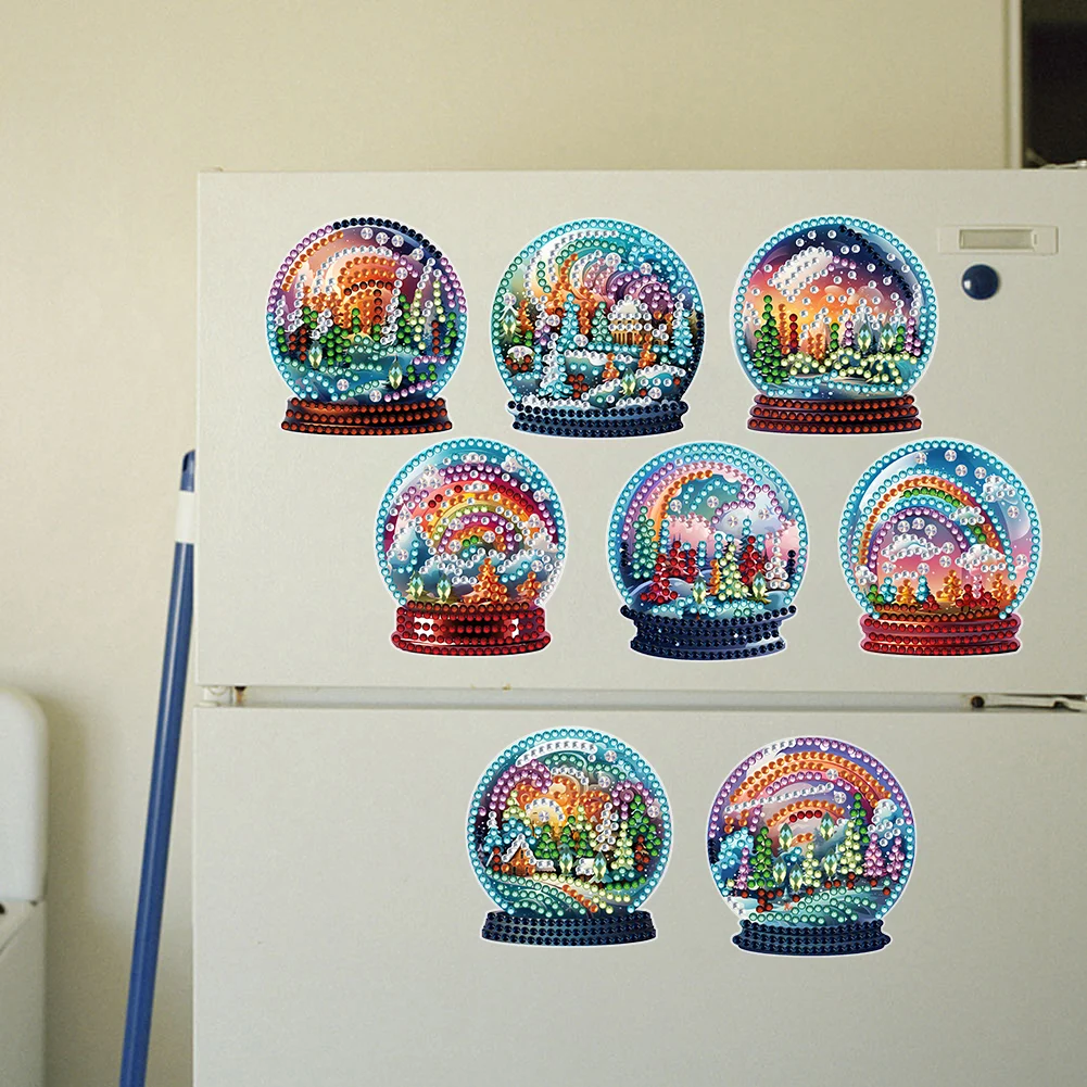 8pcs DIY Rainbow Crystal Ball Diamond Painting Magnets Refrigerator for Adult Kid Beginners
