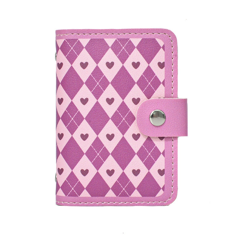 Women’s Heart Shape Flower Butterfly Pu Leather Pink Hidden Buckle Card Holders