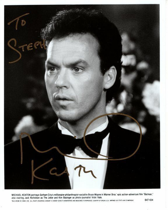 MICHAEL KEATON Signed BATMAN BRUCE WAYNE Original Press Photo Poster paintinggraph - To Steph