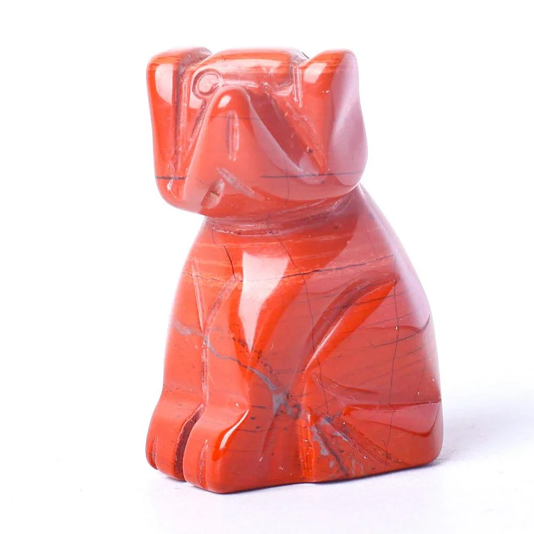 1.5" Red Jasper Dog Figurine Crystal Carvings Animal Bulk