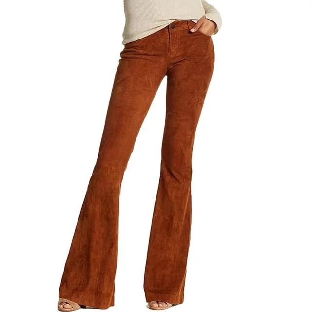 Casual High Waist Solid Color Wide Leg Pants Bell-Bottom