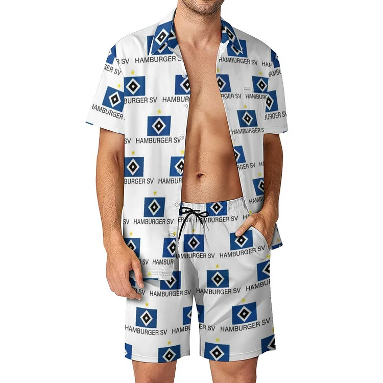 Hamburger SV Lässiges Strandbekleidungsset Kurzärmeliges Hemd Plus Strandhose