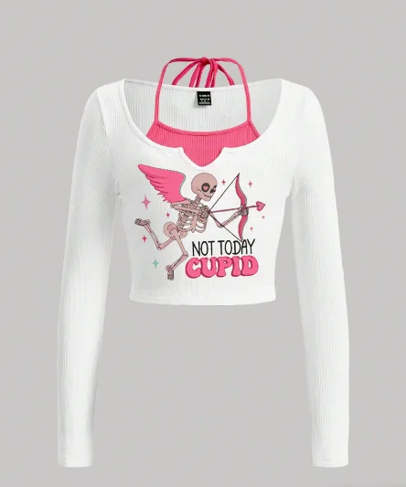 New 2024Y2K Valentine'S Day Top For Female Young Girl Orientation