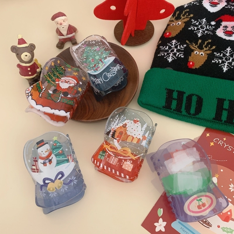 Cute Minimalist Women’s Christmas Tree Santa Claus Arylic Hair Claws