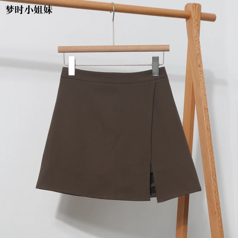 Uveng Irregular A-Word Fork High-Waist Skirt Short Skirt Women's Korean Dress Dress Dress 8872