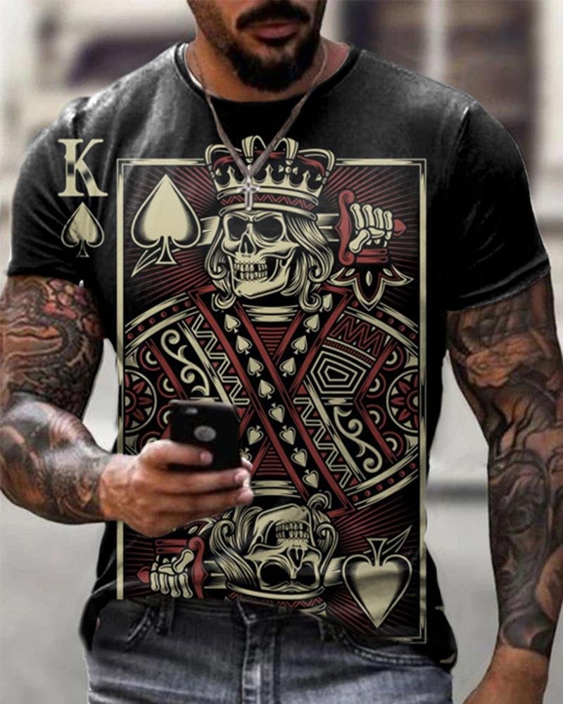 Black Skull Poker King Casual T-shirt