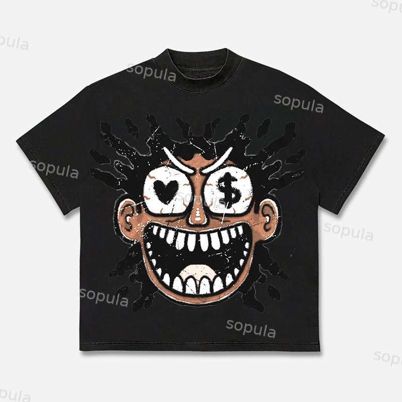 Men's Emotion Big Face Portrait Graphic Cotton T-shirt - Sopula｜Premium Graphic Tees & Graphic Clothing