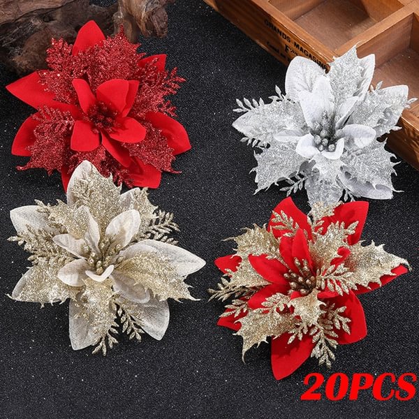 10/5Pcs Christmas Flower Christmas Tree Decoration Simulation Flower Christmas Wreath Accessories Holiday Decoration Accessories - Shop Trendy Women's Fashion | TeeYours
