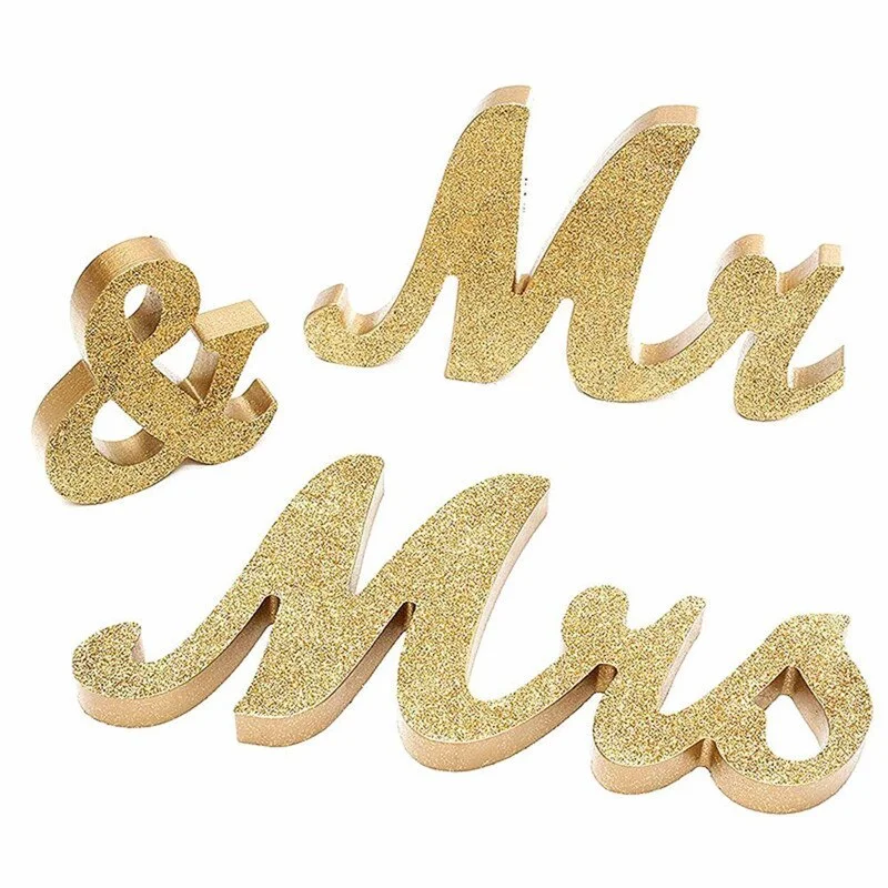 Wooden MR & MRS Wedding Sign Wedding Table Numbers Letters Elegant Sweetheart and Reception Top Table Sign Wedding Decoration