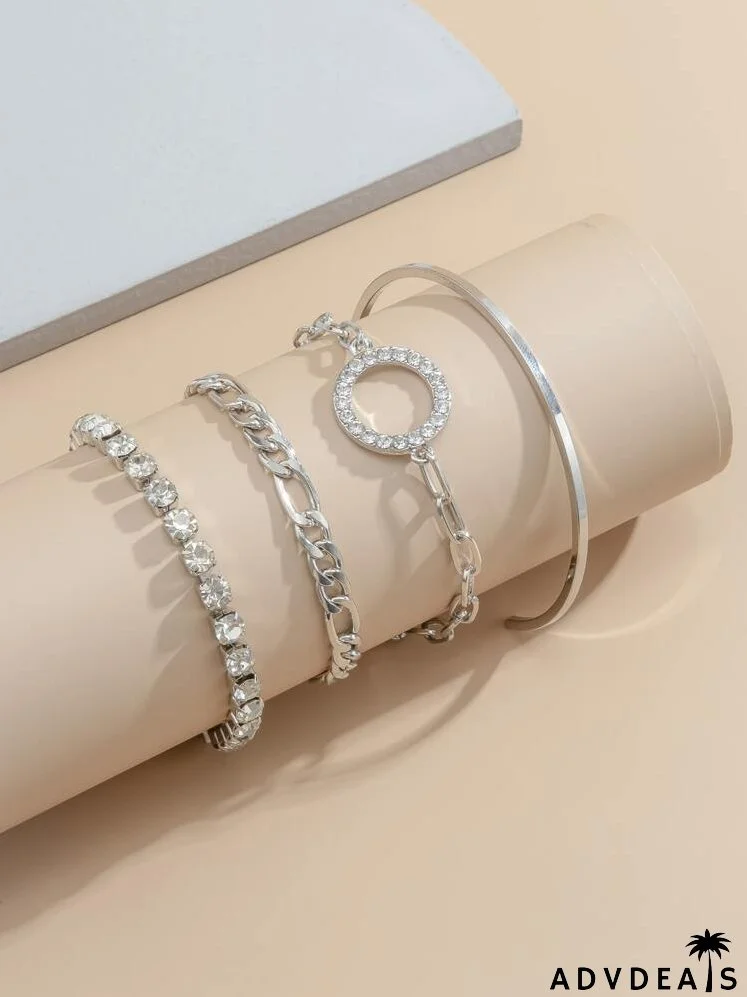 4pcs Rhinestone Decor Bracelet