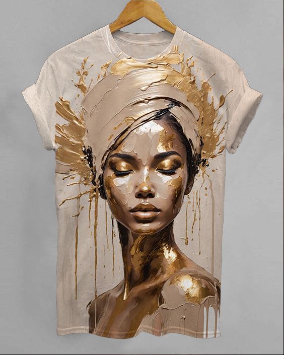 Fashionable Golden Girl Chic Printed T-Shirt