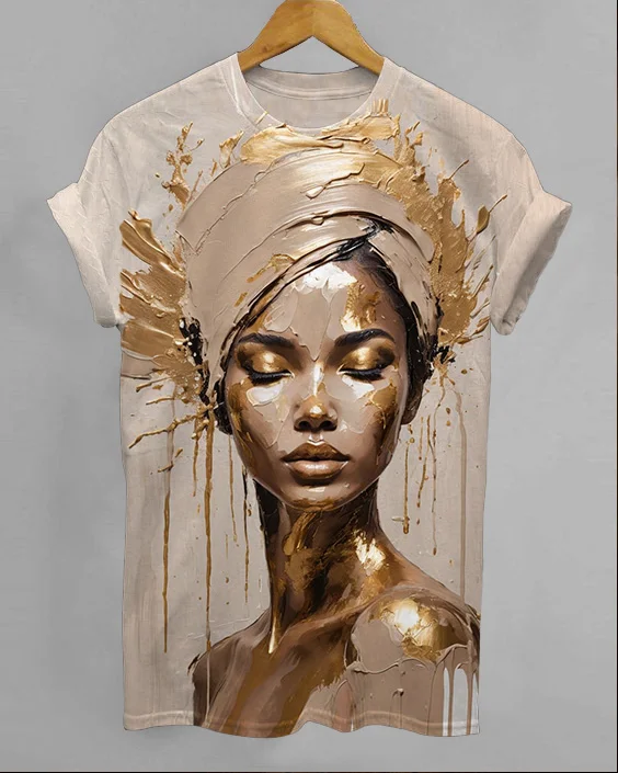 Fashionable Golden Girl Chic Printed T-Shirt