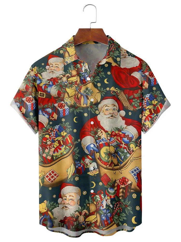 Christmas Casual Loose Men's Plus Size Short-Sleeved Shirt