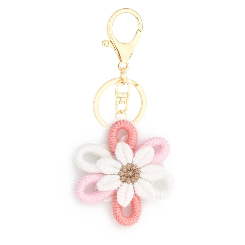 Cute Sweet Flower Yarn Metal Unisex Bag Pendant Keychain