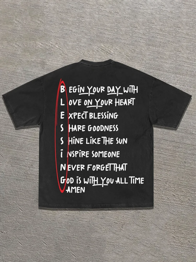 Bible Casual Street Retro Short-sleeved T-shirt