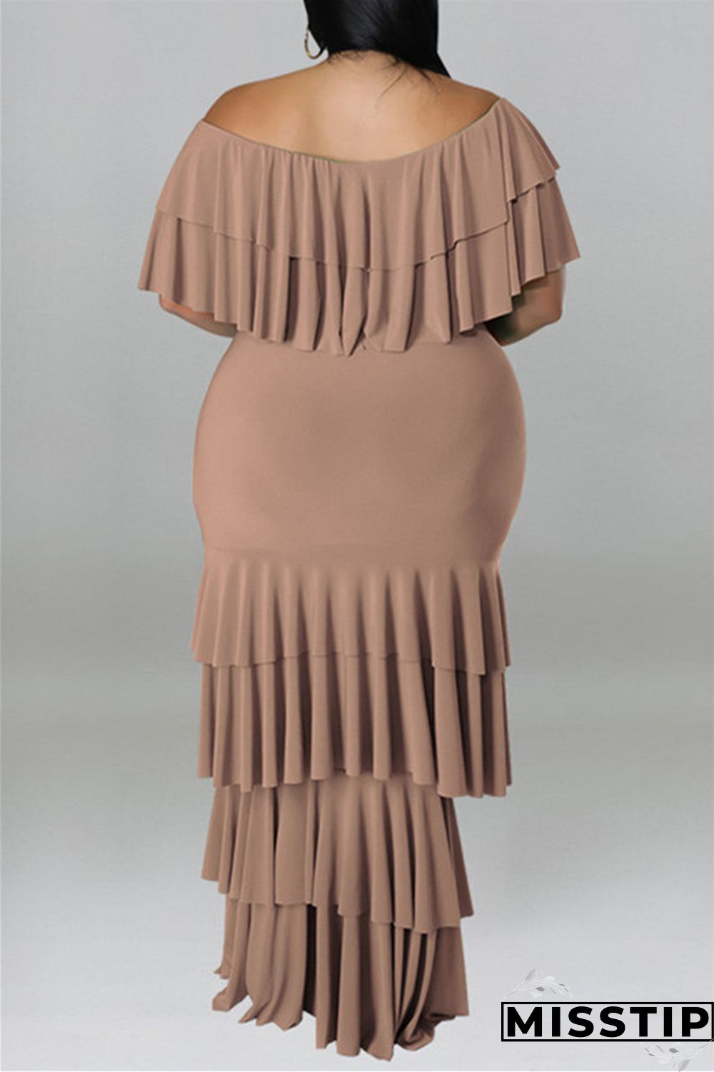 Black Fashion Casual Plus Size Solid Patchwork O Neck Short Sleeve Dress