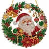 5D Crystal Gem Painting Kit Santa Wreath Window Hanging 9.45x9.45in