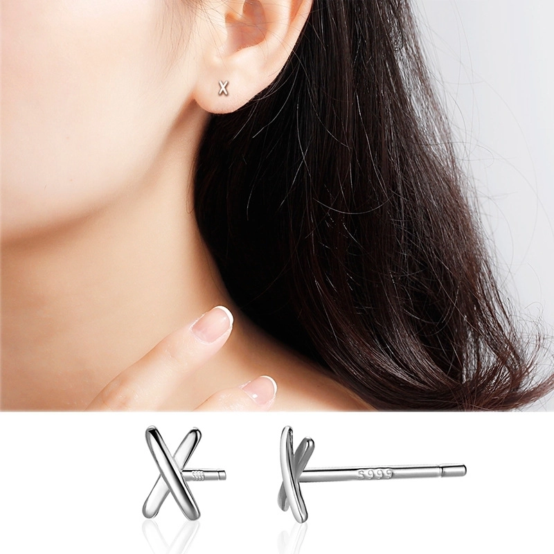 1 Pair 925 Sterling Silver Four Leaf Clover Star Lightning Ear Studs