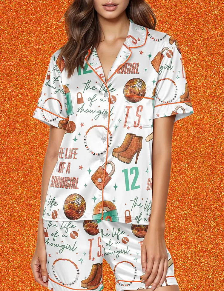 Women&rsquo;s The Life Of A Showgirl TS12 New Album Short Sleeve Satin Pajama Set