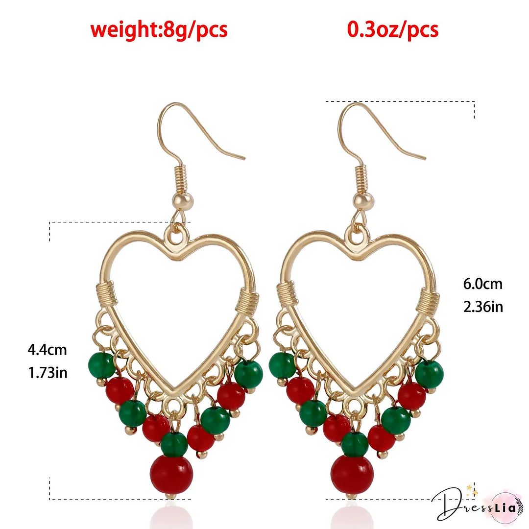 Fashion Hollow Big Heart Tassel Colored Crystal Earrings
