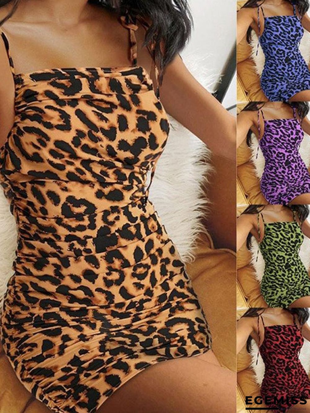 New European and American Women's Sexy Leopard Suspender Dress In Spring and Summer | EGEMISS