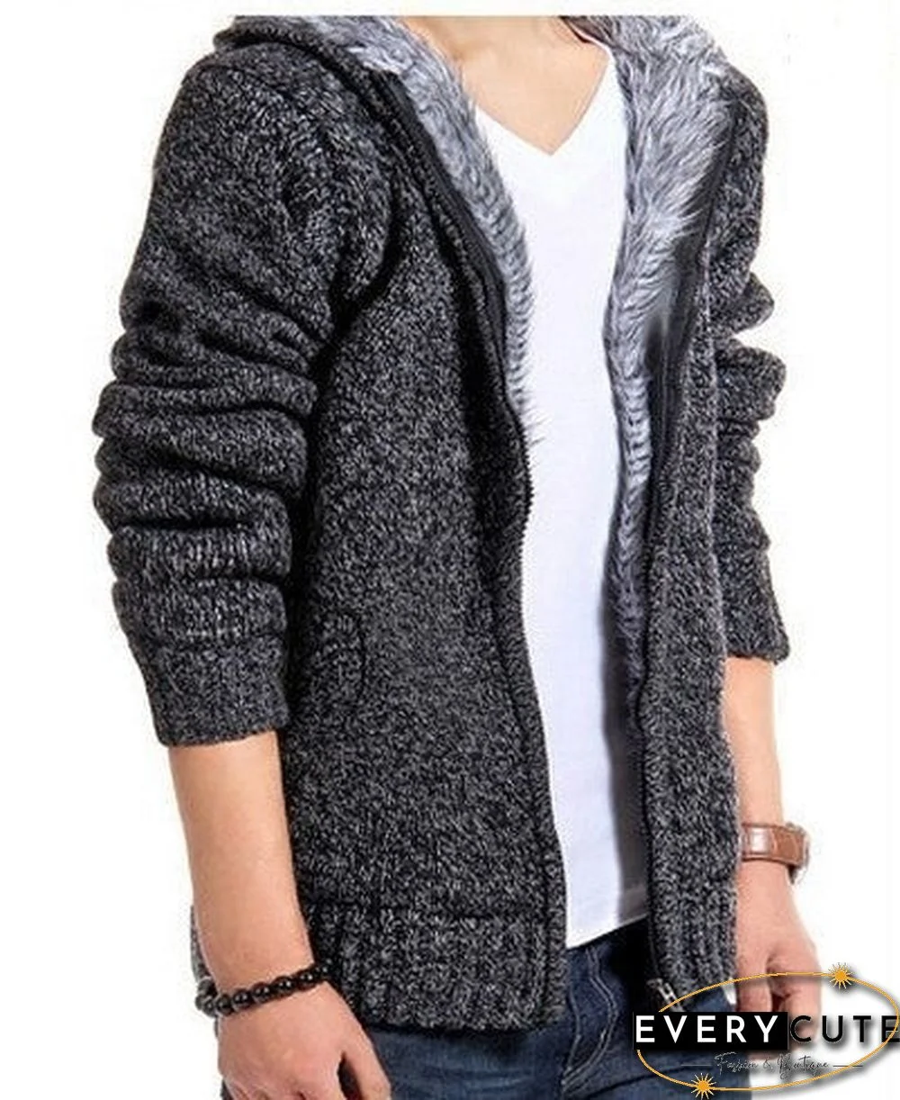 Warm Men's Sweater Hooded Coat