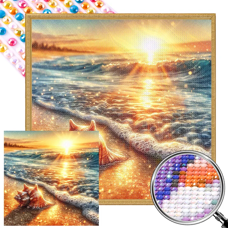 Summer Beach·Conch 40*40CM (Canvas) Full AB Round Drill Diamond Painting gbfke