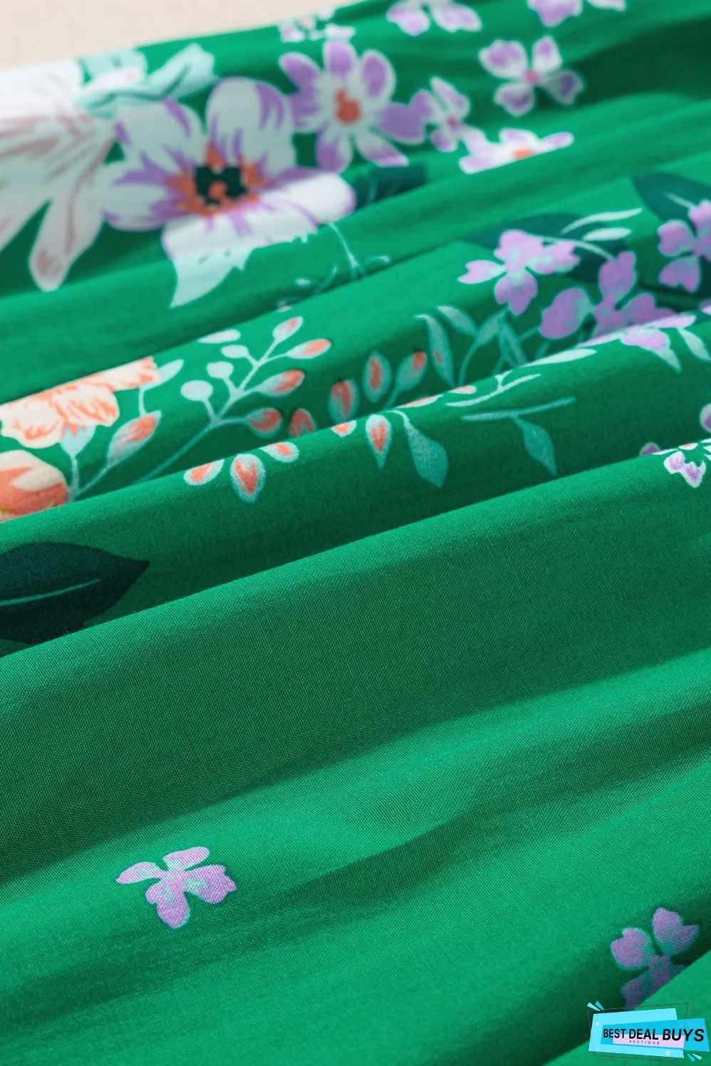 Floral Print Smocked Tiered Midi Dresses