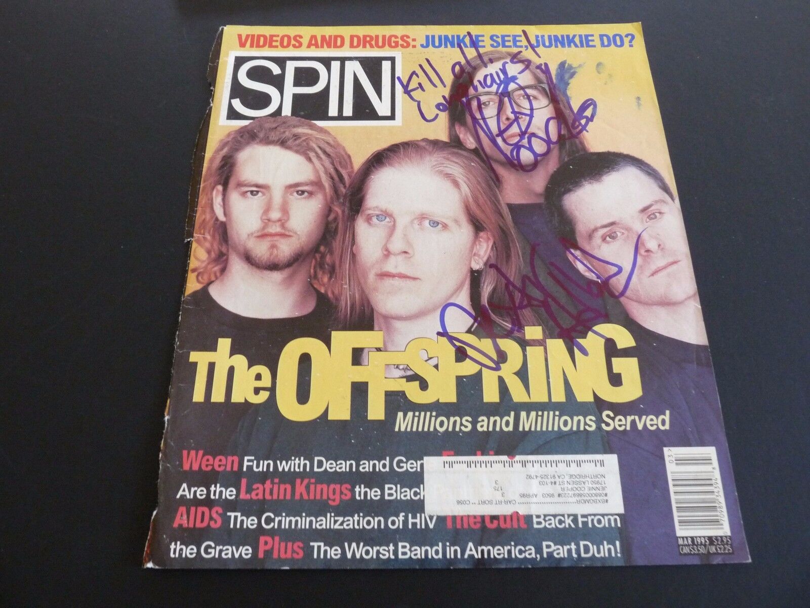 Offspring Dexter & Noodles Signed SPIN Mag Cover Photo Poster painting PSA Beckett Guaranteed F8