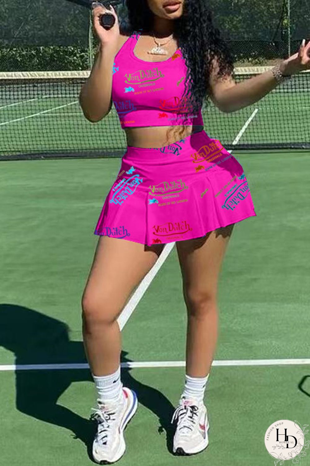 White Casual Letter Print Patchwork U Neck Sleeveless Two Pieces