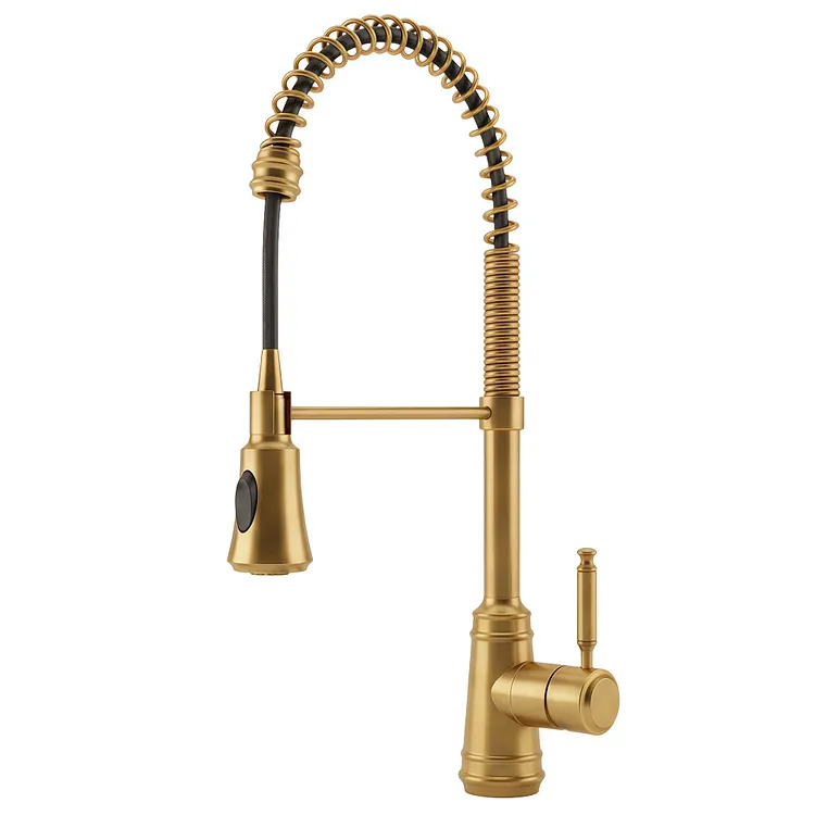 EVERSTEIN Commercial Spring Style Pull Down Kitchen Faucet Brushed Gold