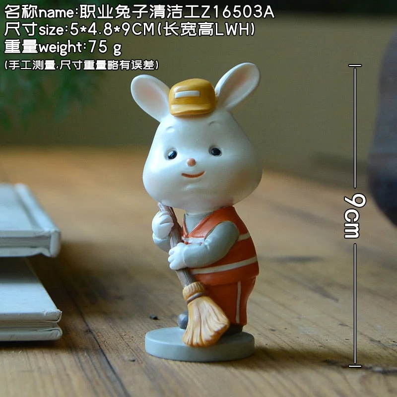 Creative Professional Bunny Ornament Rabbit Figurine Office Decoration Lovely Girl Gift Doll for Kids