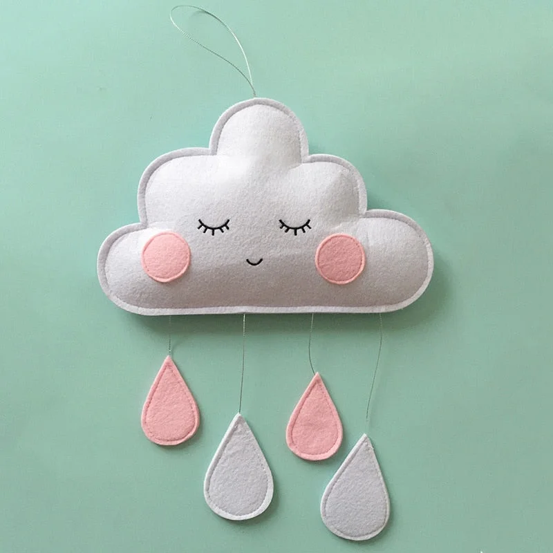 2020 Cute Felt Clouds Raindrop Nursery Decor Nordic Style Kids Room Decoration Ins Baby Photo Props Home Wall Hanging Decor