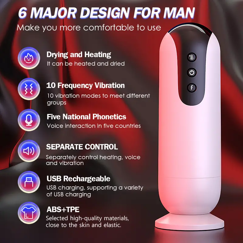 1pc automatic male masturbators cup with 10 rotating vibrations for men heating base adult with electric masturbation cup blowjob pocket pussy with textured sleeve for mens masturbation pleasure sex toys for men details 2