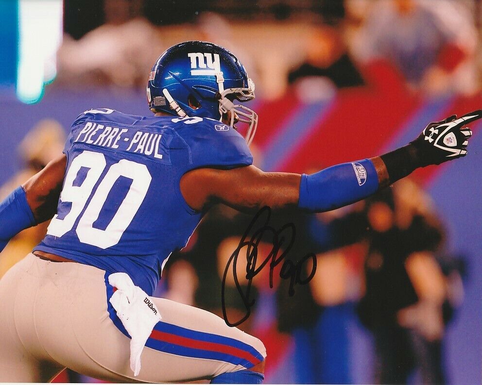 JASON PIERRE-PAUL SIGNED NEW YORK GIANTS FOOTBALL 8x10 Photo Poster painting #1 NFL EXACT PROOF