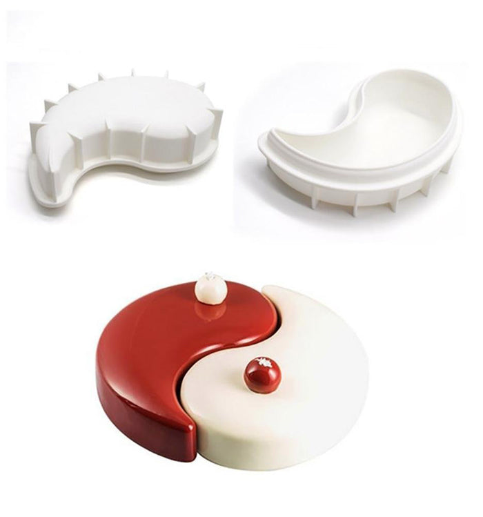 2Pcs Yin Yang Tai Chi Silicone Mousse Chocolate Cake Mould Pan