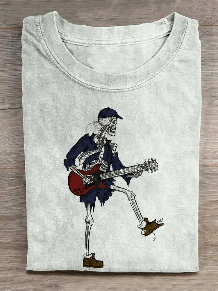 Teecade Teecade  Female Skeleton Guitar Player T-shirt