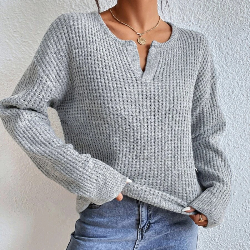 Solid Color Loose Pullover Long Sleeve Sweater