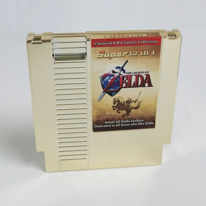 The Legend of Zelda 12 in 1 Classic Collection Nes Multi Games Cartridge 8 Bit Gold Cartridge For 72 Pin Retro NES Classic Console