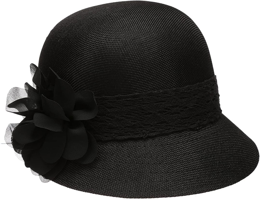 Women's Gatsby Linen Cloche Hat With Lace Band and Flower