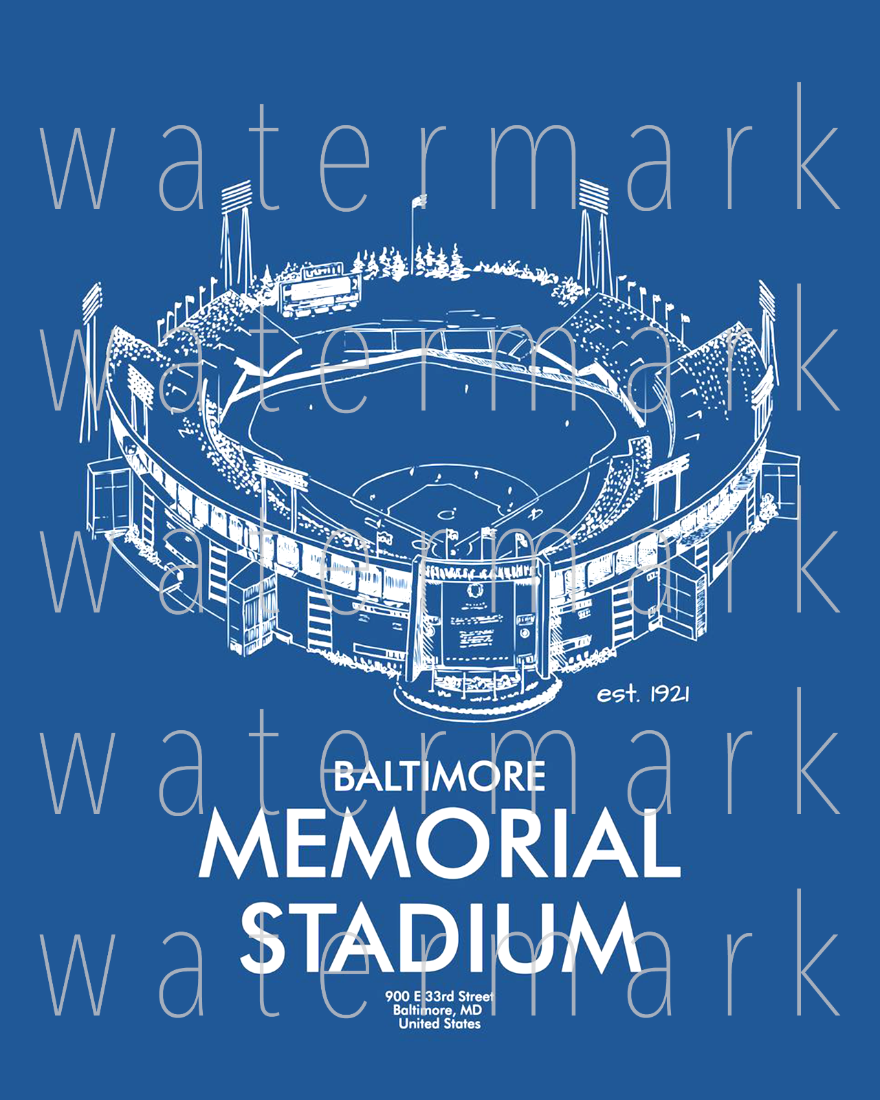 Baltimore Memorial Stadium Blueprint Sports 8X10 inch print poster wall art RP