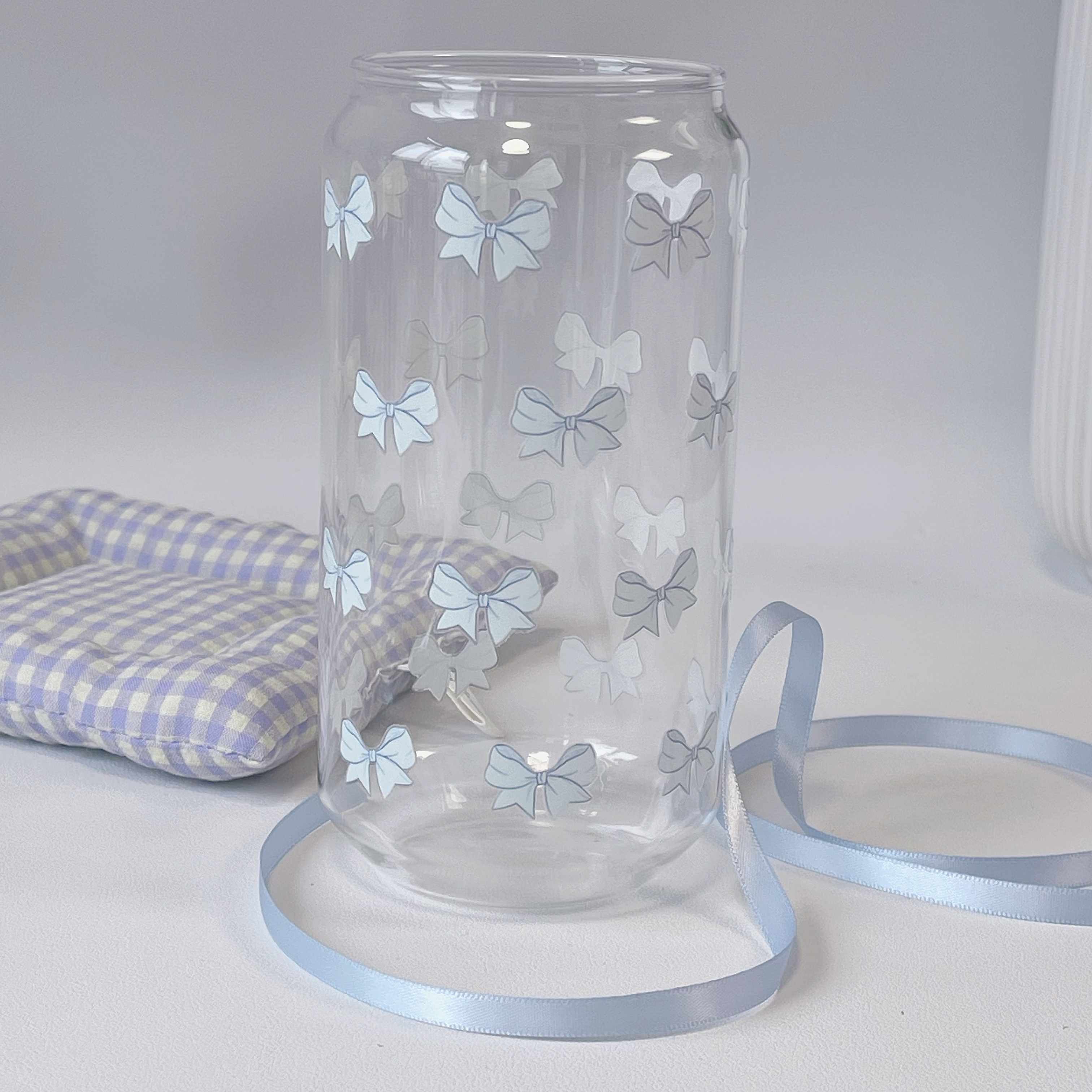 Maneifurui™  【Blue Bows】Glass Can