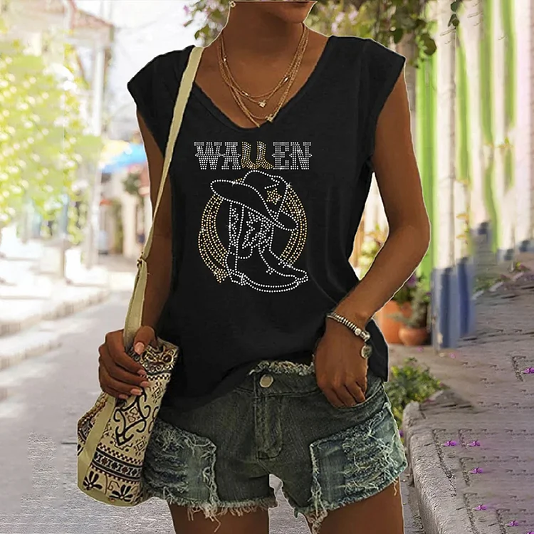 Country Girl Print Casual Sleeveless Tank Top