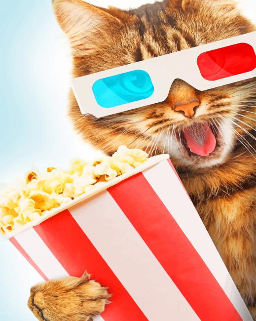 

Cat And Popcorn – Paint By Numbers - 40*50CM, 501 Original