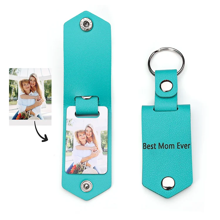 Personalized Photo Keychain Custom Text Leather Keyring Couple Keychain Gifts for Him/her