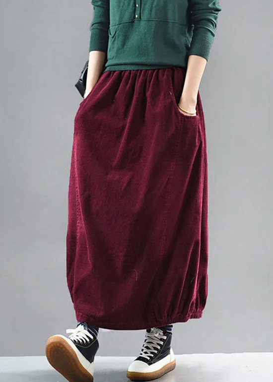 Mulberry Corduroy A Line Skirts pockets