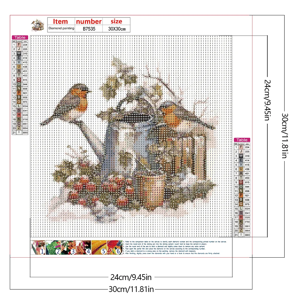 Diamond Painting - Full Round Drill - Winter Bird(Canvas|30*30cm)