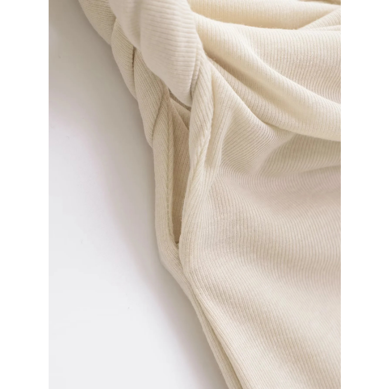 Ootddress Twist Off-Shoulder Slim T-shirt Solid Patchwork Elegant Backless Women's Top Y2k Top Pleated Casual Strapless Pullover Tee